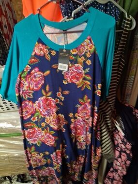 Piphany Floral Navy and Teal Raglan Dress